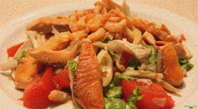 Салат с семгой и морепродуктами